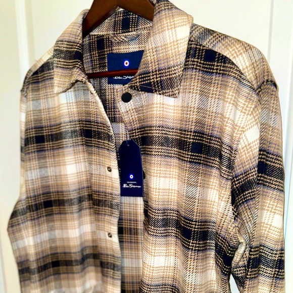 Ben Sherman NWT Camel Plaid Shacket - Picture 6 of 9